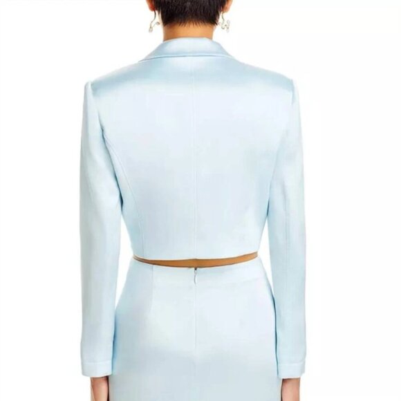Cinq a Sept 'Ida' Cropped Satin Blazer Jacket, Glacial Blue - Picture 3 of 3